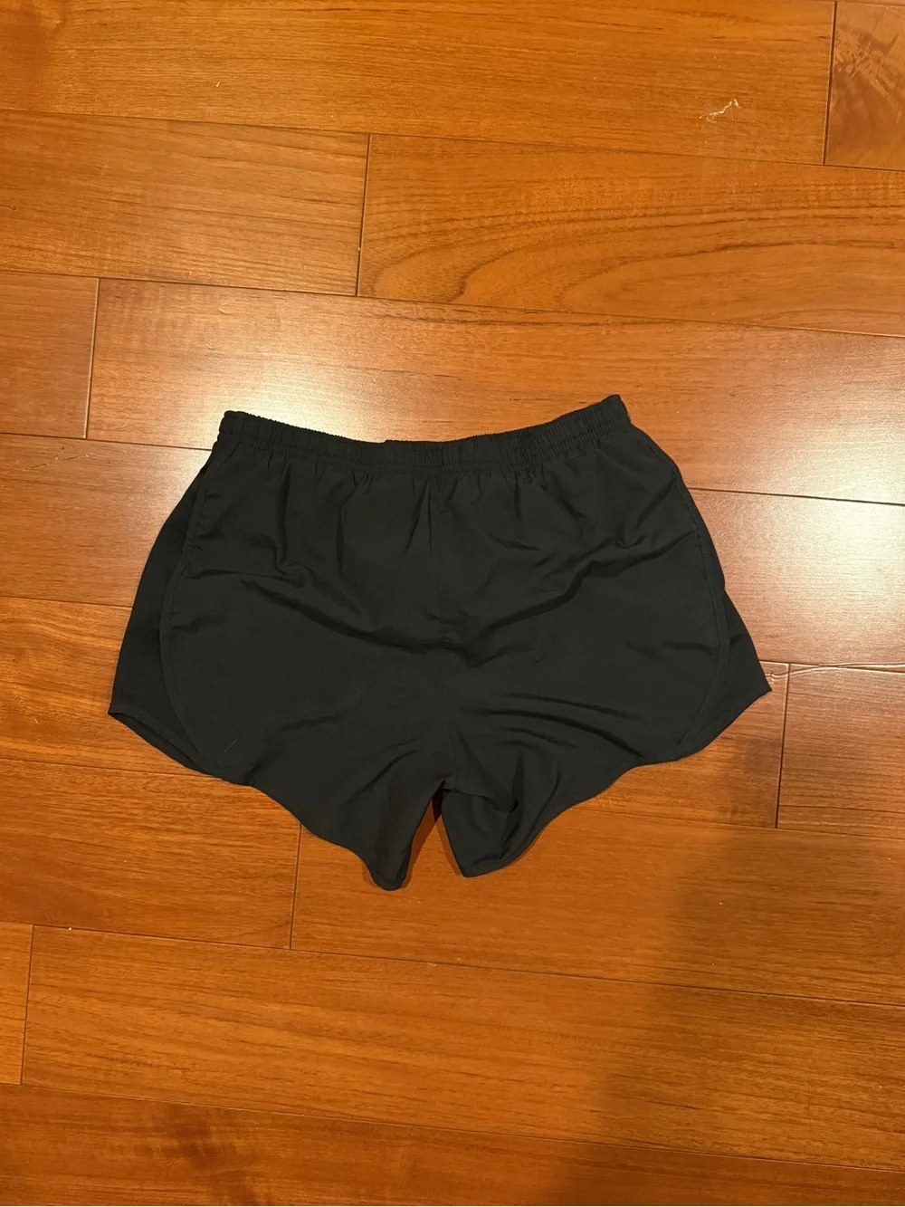 Nike Black Athletic Running Shorts with White Swoosh